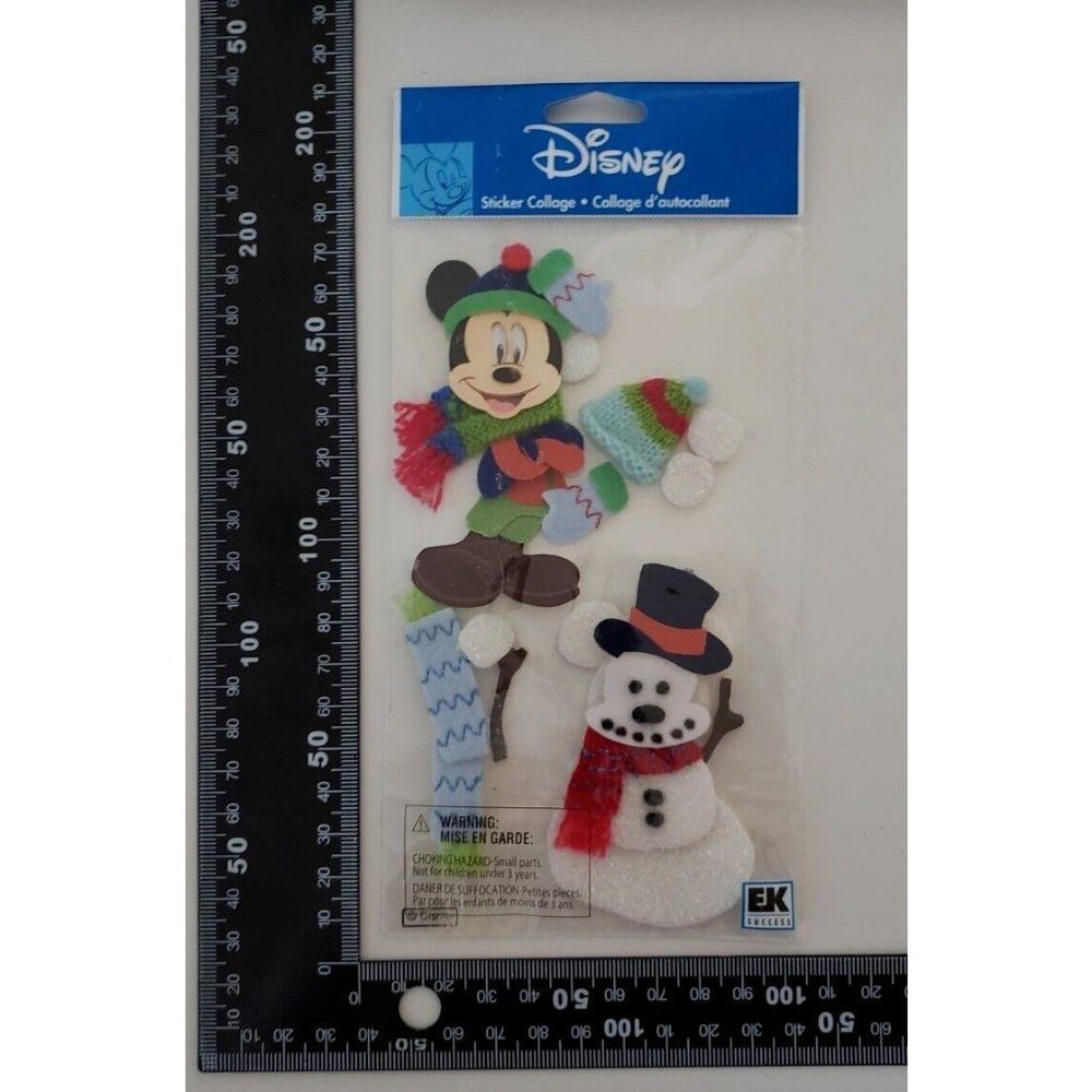 Mickey mouse sticker winter collage 3d new old stock cute scrapbooking